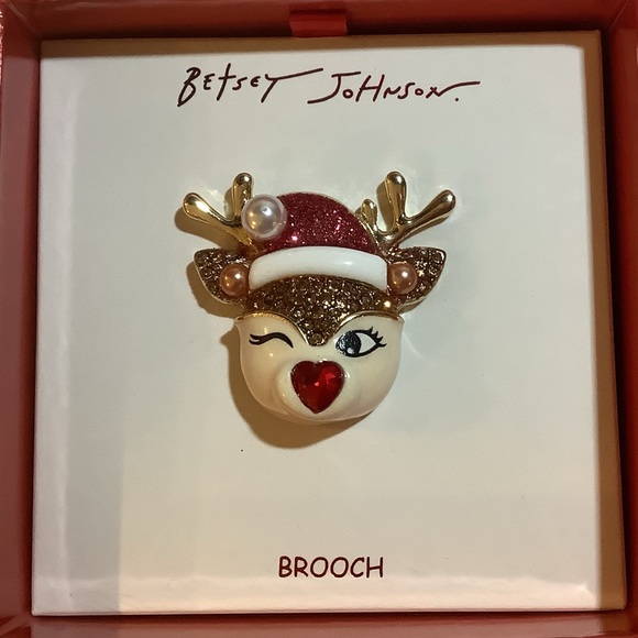 Betsey Johnson Santa Baby Christmas Reindeer Brooch New - Picture 4 of 5